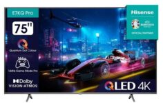 telewizor hisense 75e7kq pro 75" qled 4k 144hz dolby vision dolby atmos hdmi 2.1